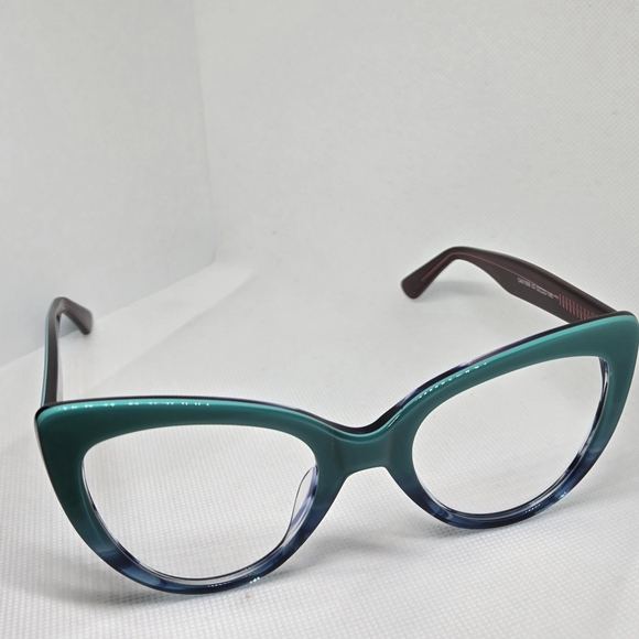 Stylish Teal and Brown Cat-Eye Glasses - Picture 6 of 8